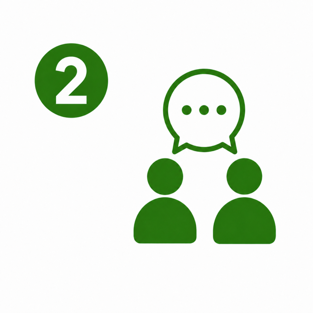 Initial Ascent Revenue Advisory icon showing two people in conversation with stage number two.